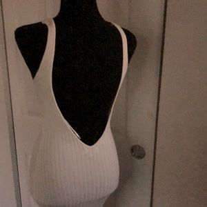 Back naked white dress,